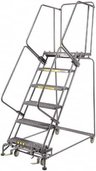 Ballymore - 93" 6 Step Ladder - 450 Lb Capacity, 60" Platform Height, 24" Base Width x 56" Depth, Expanded Metal Tread - Americas Tooling