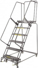 Ballymore - 93" 6 Step Ladder - 450 Lb Capacity, 60" Platform Height, 30" Base Width x 56" Depth, Heavy-Duty Serrated Grating - Americas Tooling