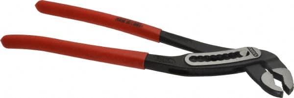 Knipex - 12" OAL, 2-3/4" Max Capacity, 9 Position Water Pump Tongue & Groove Pliers - Self-Gripping V-Jaws, Alligator Jaw Head, Plastic Dipped Handles - Americas Tooling