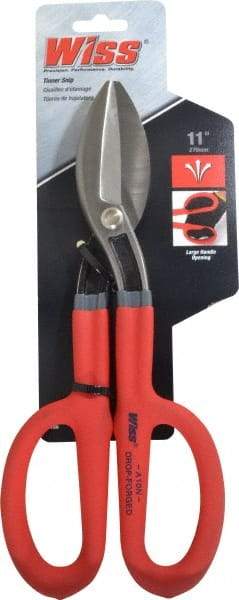 Wiss - 2-1/2" Length of Cut, Straight Pattern Tinner's Snip - 11" OAL, Cushion Grip Handle, 21 AWG Steel Capacity - Americas Tooling