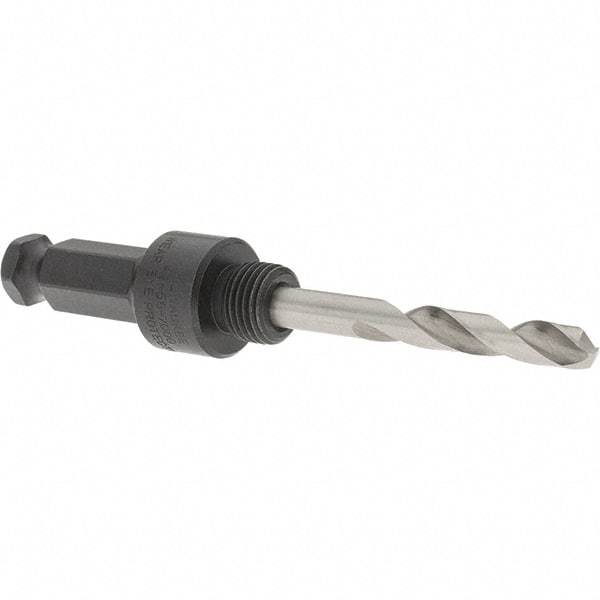 Milwaukee Tool - 5/8 to 1-3/16" Tool Diam Compatibility, Straight Shank, Steel Integral Pilot Drill, Hole Cutting Tool Arbor - 1/2" Min Chuck, Hex Shank Cross Section, Threaded Shank Attachment, For Hole Saws - Americas Tooling