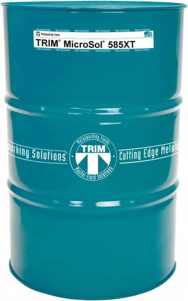 Master Fluid Solutions - Trim MicroSol 585XT, 54 Gal Drum Cutting & Grinding Fluid - Semisynthetic, For Aluminum Alloys, Cast Iron, Composites, Copper, Plastics, Steels & Titanium - Americas Tooling