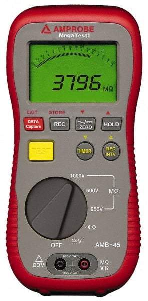 Amprobe - Digital LCD Display, 4,000 Megohm Electrical Insulation Resistance Tester & Megohmmeter - 1,000 VDC Max Test Voltage, Powered by 1.5V AA Battery - Americas Tooling