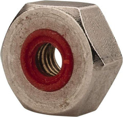 APM HEXSEAL - #10-32 Thread, 3/8" Wide x 7/32" High, Brass Self Sealing Hex Jam Nut - Nickel Plated, Silicone O Ring, Right Hand, UNF Thread - Americas Tooling