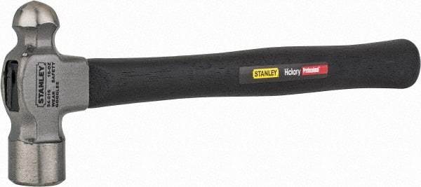 Stanley - 1 Lb Head High Carbon Steel Ball Pein Hammer - Hickory Handle, 14" OAL - Americas Tooling