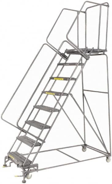 Ballymore - 113" 8 Step Ladder - 450 Lb Capacity, 80" Platform Height, 24" Base Width x 68" Depth, Heavy-Duty Serrated Grating - Americas Tooling