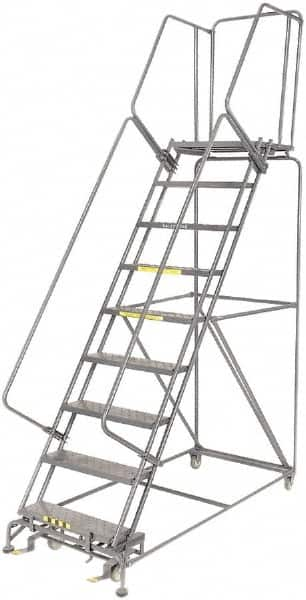 Ballymore - 123" 9 Step Ladder - 450 Lb Capacity, 90" Platform Height, 32" Base Width x 75" Depth, Heavy-Duty Serrated Grating - Americas Tooling