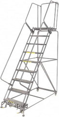 Ballymore - 123" 9 Step Ladder - 450 Lb Capacity, 90" Platform Height, 32" Base Width x 75" Depth, Expanded Metal Tread - Americas Tooling