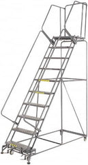 Ballymore - 133" 10 Step Ladder - 450 Lb Capacity, 100" Platform Height, 32" Base Width x 81" Depth, Expanded Metal Tread - Americas Tooling