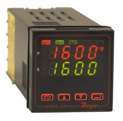 Dwyer - -350 to 4,208°F 1/16 DIN Temperature/Process Control - Dual 4-Digit LCD Display, Fuzzy Logic PID Control, 100-240 VAC/VDC - Americas Tooling