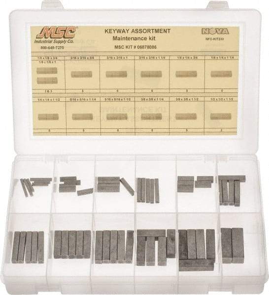 Value Collection - Key & Keyway Assortments Type: Keyway Maintenance Kit Number of Pieces: 58 - Americas Tooling