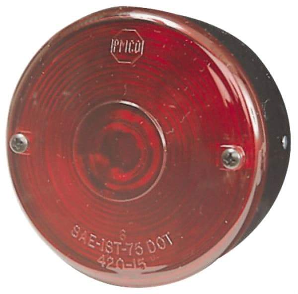 Peterson - 3-3/4" Diam, Red Lens & Reflector - Plastic, 12 Volt - Americas Tooling