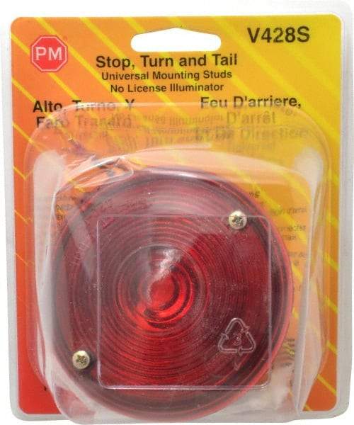 Peterson - 3-3/4" Diam, Red Lens & Reflector - Plastic, 12 Volt - Americas Tooling