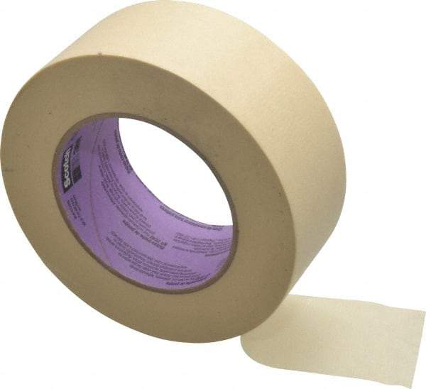 3M - 2" Wide x 60 Yd Long Tan Paper Masking Tape - Series 2040, 5.5 mil Thick, 23 In/Lb Tensile Strength - Americas Tooling