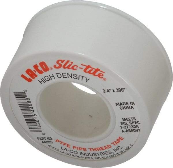 LA-CO - 3/4" Wide x 300" Long General Purpose Pipe Repair Tape - 3 mil Thick, -450 to 550°F, White - Americas Tooling