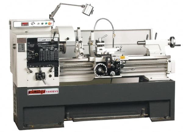 Vectrax - 14" Swing, 39-5/16" Between Centers, 220 Volt, Triple Phase Engine Lathe - 7MT Taper, 5 hp, 20 to 2,500 RPM, 2" Bore Diam, 45" Deep x 68" High x 90" Long - Americas Tooling