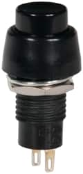 GC/Waldom - 0.4 Inch Mount Hole, Miniature Pushbutton Switch Only - Round, Black Pushbutton, Nonilluminated, Momentary (MO), Off-On - Americas Tooling