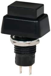 GC/Waldom - 0.4 Inch Mount Hole, Miniature Pushbutton Switch Only - Rectangle, Black Pushbutton, Nonilluminated, Momentary (MO), Off-On - Americas Tooling