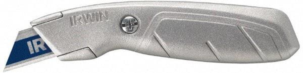 Irwin - Fixed Utility Knife - 2-1/4" Blade, Silver Aluminum Handle, 1 Blade Included - Americas Tooling