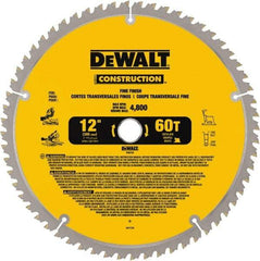 DeWALT - 12" Diam, 1" Arbor Hole Diam, 60 Tooth Wet & Dry Cut Saw Blade - Carbide-Tipped, Fine Finishing Action, Standard Round Arbor - Americas Tooling