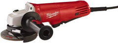 Milwaukee Tool - 4-1/2" Wheel Diam, 10,000 RPM, Corded Angle & Disc Grinder - 5/8-11 Spindle, 120 Volts, 7.5 Amps, Side Exhaust - Americas Tooling