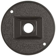 Cooper Crouse-Hinds - 1 Outlet, 1/2" Hole Diam, Powder Coat Finish, Round Noncorrosive Weatherproof Box Cover - 4-1/2" Wide x 9/16" High, Wet Locations, Aluminum, UL Listed - Americas Tooling