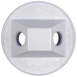 Cooper Crouse-Hinds - 2 Outlet, 1/2" Hole Diam, Powder Coat Finish, Round Noncorrosive Weatherproof Box Cover - 4-1/2" Wide x 9/16" High, Wet Locations, Aluminum, UL Listed - Americas Tooling