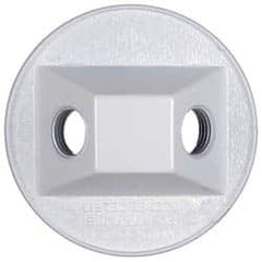 Cooper Crouse-Hinds - 2 Outlet, 1/2" Hole Diam, Powder Coat Finish, Round Noncorrosive Weatherproof Box Cover - 4-1/2" Wide x 9/16" High, Wet Locations, Aluminum, UL Listed - Americas Tooling