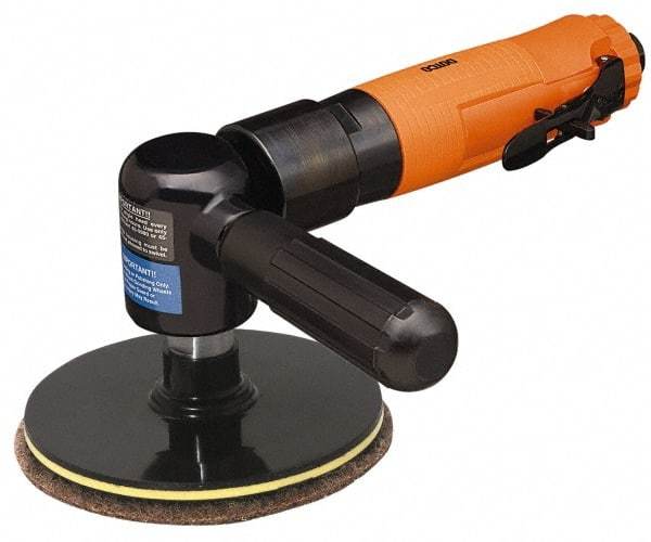 Cleco - 5" Pad Diam, 9,000 RPM, 0.6 hp, Handheld Pneumatic Buffer - 30 CFM, 5/8-11" Spindle Thread, 1/4" Inlet - Americas Tooling