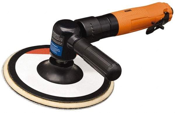 Cleco - 7" Pad Diam, 3,300 RPM, 0.9 hp, Handheld Pneumatic Buffer - 38 CFM, 5/8-11" Spindle Thread, 1/4" Inlet - Americas Tooling