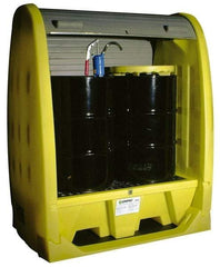 Enpac - 4 Drum, 66 Gal Sump Capacity, Pallet with Rolltop Hardcover - 69" High, Vertical Storage, Polyethylene - Americas Tooling