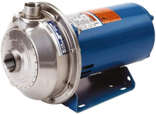 Goulds Pumps - TEFC Motor, 208-230/460 Volt, 9.8/4.9 Amp, 3 Phase, 3 HP, 3500 RPM, 316L Stainless Steel Straight Pump - 1-1/4 Inch Inlet, 1 Inch Outlet, 67 Max Head psi, 316L Stainless Steel Impeller, Carbon Ceramic Buna Seal, 155 Ft. Shut Off - Americas Tooling