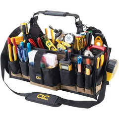 CLC - 43 Pocket Black & Khaki Polyester Tool Tote - 12" Wide x 2-1/2" Deep x 7" High - Americas Tooling