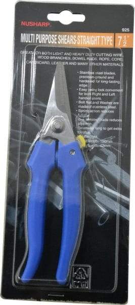 Value Collection - 3" LOC, 7-1/2" OAL Light Duty Shears - Ambidextrous, Plastic Straight Handle, For General Purpose Use - Americas Tooling