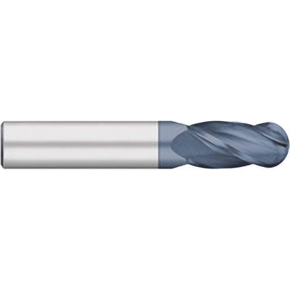 Titan USA - Ball End Mills; Mill Diameter (Decimal Inch): 0.0313 ; Number of Flutes: 4 ; Length of Cut (Inch): 1/8 ; Length of Cut (Decimal Inch): 0.1250 ; Material: Solid Carbide ; Overall Length (Inch): 1-1/2 - Exact Industrial Supply