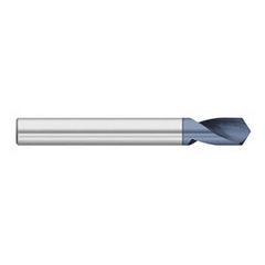 Titan USA - Spotting Drills; Body Diameter (Inch): 3/16 ; Body Diameter (Decimal Inch): 3/16 ; Drill Point Angle: 142 ; Spotting Drill Material: Solid Carbide ; Spotting Drill Finish/Coating: AlTiN ; Overall Length (Inch): 2 - Exact Industrial Supply