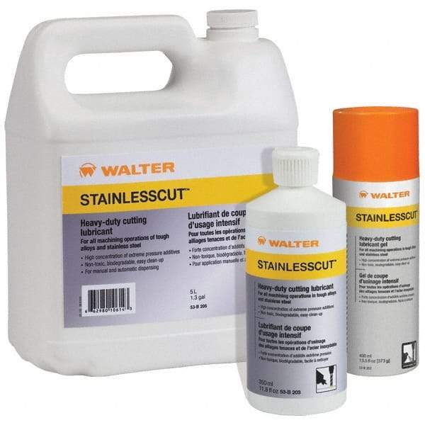 WALTER Surface Technologies - StainlessCut, 350 mL Bottle Cutting Fluid - Liquid, For Broaching, Drilling, Milling, Reaming, Sawing, Turning - Americas Tooling