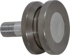 Osborn International - 1-1/2" Roller Diam x 25/32" Width, 7/16" Stud Diam x 1" Length, V Grooved Concentric Stud - Steel, 1/2" Thread Length, 7/16-20 Thread, 1-25/32" OAL, 225 Lb Dynamic Cap - Americas Tooling