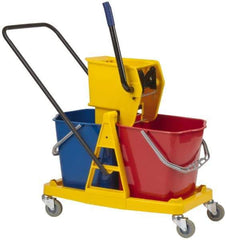 PRO-SOURCE - 63 Qt Plastic Bucket & Wringer - 31" Long x 20-1/2" High x 17" Wide, Blue/Red - Americas Tooling