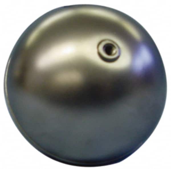 Made in USA - 3" Diam, Spherical, Internal Connection, Metal Float - 1/4-20 Thread, Stainless Steel, 750 Max psi, 24 Gauge - Americas Tooling
