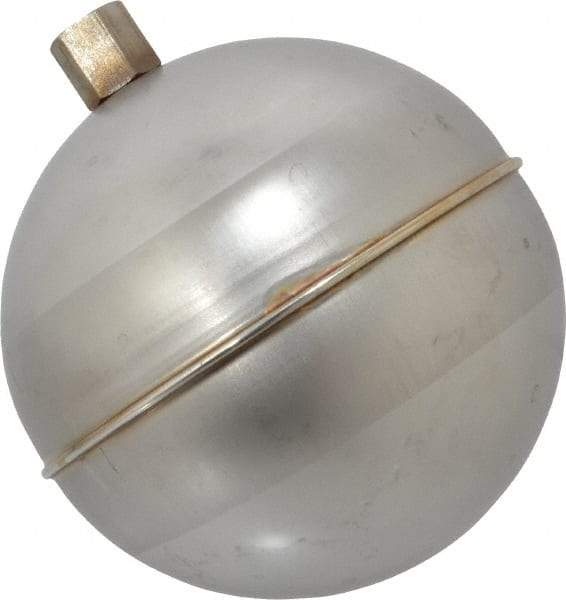 Made in USA - 4" Diam, Spherical, Hex Spud Connection, Metal Float - 1/4-20 Thread, Stainless Steel, 900 Max psi, 19 Gauge - Americas Tooling