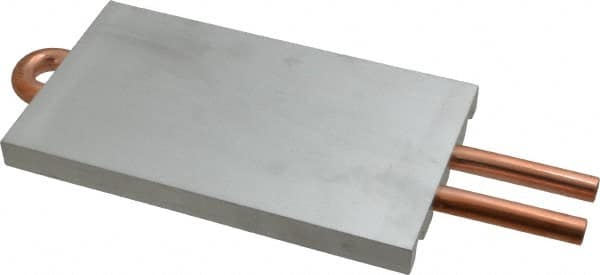 Lytron - 6" Long x 3-1/2" High, Straight Connection Copper Tube Cold Plate - 3/8 OD Tube, 2-Pass Fluid Path, Water Cooling, 1/2" Thick - Americas Tooling