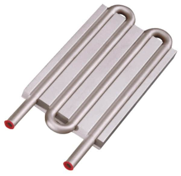 Lytron - 6" Long x 3-1/2" High, Straight Connection Stainless Steel Tube Cold Plate - 3/8 OD Tube, 4-Pass Fluid Path, Deionized Water or Corrosive Fluids Cooling, 1/2" Thick - Americas Tooling