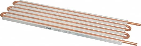 Lytron - 12" Long x 3-3/4" High, Straight Connection Copper Tube Cold Plate - 1/4 OD Tube, 6-Pass Fluid Path, Water Cooling, 0.31" Thick - Americas Tooling