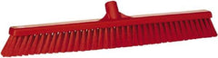 Vikan - 24" Fine Particle Synthetic Push Broom - 2" Bristle Length, Plastic Block, European Threaded Handle Connection - Americas Tooling