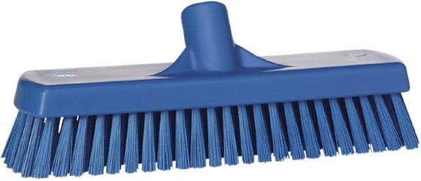 Vikan - 1.7" Bristle Length, Polyester Scrub Brush - 2-1/2" Wide Head, 19" OAL, Blue, Polypropylene Block - Americas Tooling