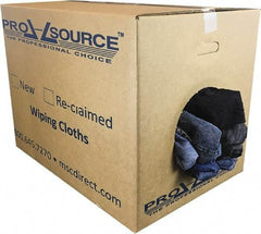 PRO-SOURCE - Reclaimed Rags - Assorted Colors, Denim, Low Lint, 50 Lbs. at 2 to 4 per Pound, Box - Americas Tooling