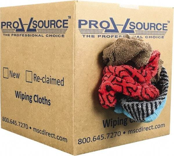 PRO-SOURCE - Reclaimed Rags - Assorted Colors, Terry Cloth, Medium Lint, 5 Lbs. at 3 to 4 per Pound, Box - Americas Tooling