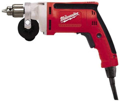 Milwaukee Tool - 1/4" Keyed Chuck, 2,500 RPM, Pistol Grip Handle Electric Drill - 7 Amps, 120 Volts, Reversible, Includes Chuck Key with Holder & Side Handle - Americas Tooling