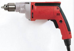 Milwaukee Tool - 1/4" Keyed Chuck, 4,000 RPM, Pistol Grip Handle Electric Drill - 7 Amps, 120 Volts, Reversible, Includes Chuck Key with Holder - Americas Tooling